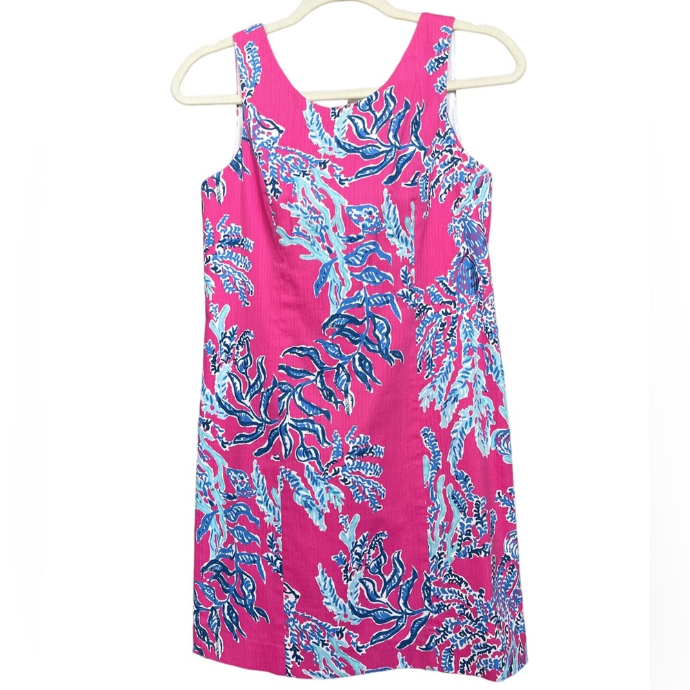 Lilly Pulitzer ⢠Shift Mini Dress ⢠Pink Blue ⢠Vacation Size 2 Fits Size 4 - Picture 4 of 15